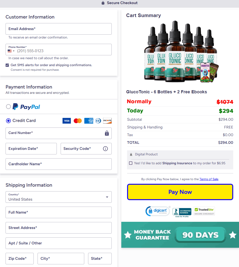 glucotonic Order Page